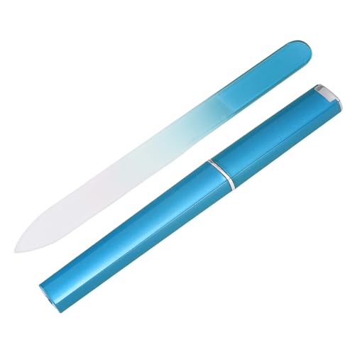 HARFINGTON Glass Nail File with Case 280 Grit Double Sided Blue
