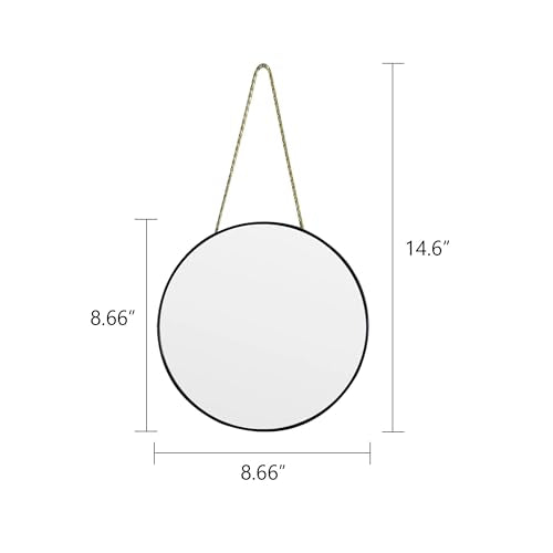 8.66-Inch Round Wall Mirror with Black PVC Frame - Decorative Wall Art