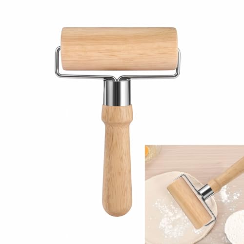 BUBBLE-FLY Non-Stick Wooden Rolling Pin for Pizza & Pastry Baking