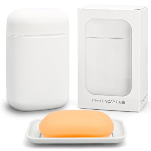 White Minimalist Travel Soap Case with Draining Tray - Leak-Proof