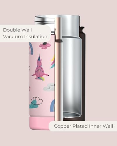 Hippypotamus 12 oz Stainless Steel Kids Water Bottle - Pink Unicorn