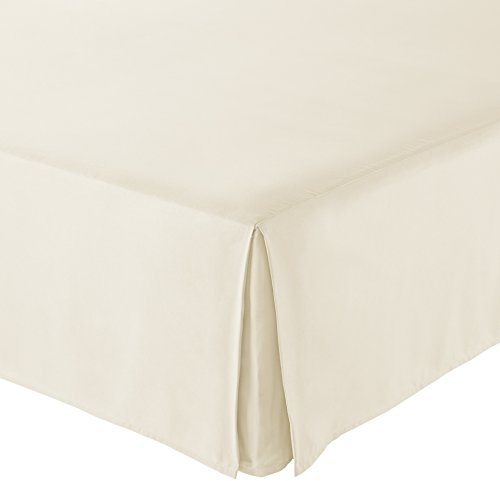 Amazon Basics Full Lightweight Pleated Bed Skirt - Beige, Machine Washable