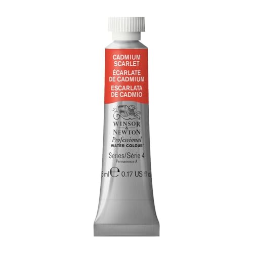 Winsor & Newton Professional Watercolor Paint, 5ml Tube, Cadmium Scarlet