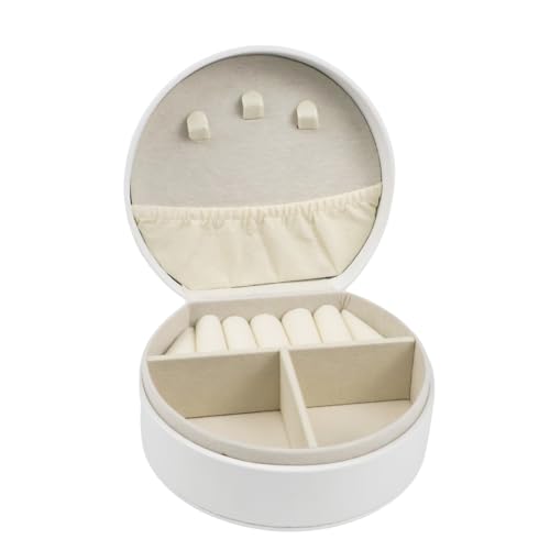 Personalized Travel Jewelry Case with Golden Initial - Elegant Half-Moon Design