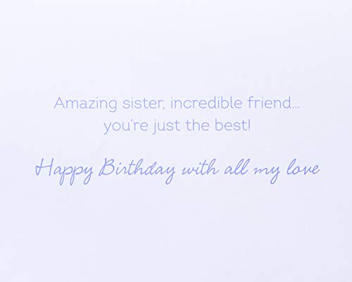 Papyrus Birthday Card for Sister - Handcrafted with Embroidery & Gem