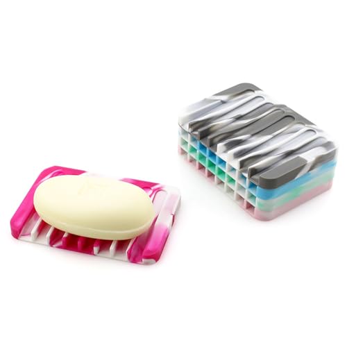 YUPENLAI Pink-White Self-Draining Silicone Soap Dish - Bathroom & Kitchen