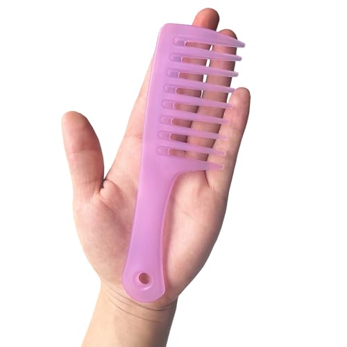 Denlydom Mini Wide Tooth Pocket Comb - Clear Purple Travel Hair Detangler