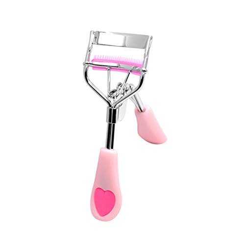 Pink Eyelash Curler with Built-in Comb and Replacement Pads Set