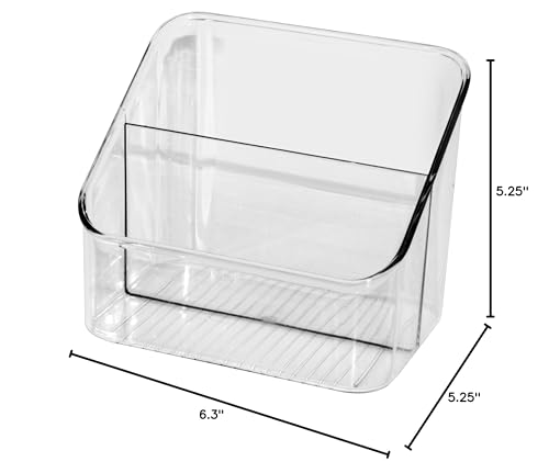 Oggi Clear 2-Section Divided Organizer - Bin for Kitchen Cabinet, Pantry, Tea, Snacks, Seed Packets & More, Durable Plastic Packet Organizer for Storage and Organization in Home or RV