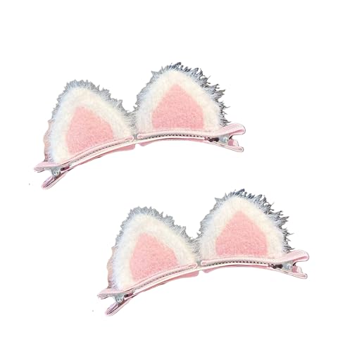 Pink Cat Ear Duckbill Hair Clips - 2Pcs Korean Style Cute Hair Barrettes