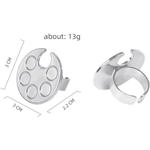 Zenarao Silver Mini Metal Nail Art Manicure Mixing Palette with Finger Ring