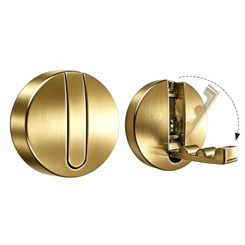 Foldable Heavy Duty Metal Wall Hooks - 2PCS Brushed Gold Towel Hooks