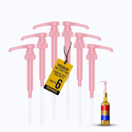 Pink Syrup Pump for 750ml Torani, Davinci & Skinny - 6-Pack