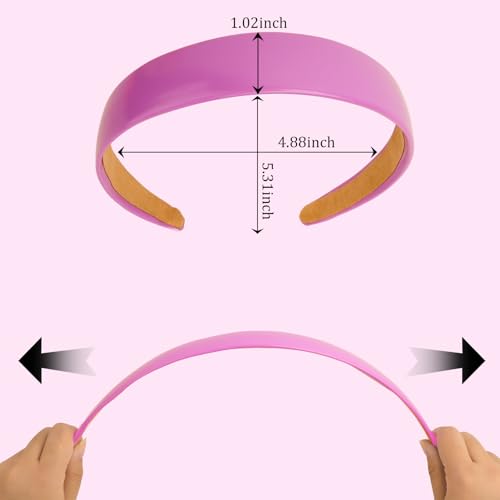Purple Faux Leather Thin Headband 1 Inch Non-Slip Hair Band