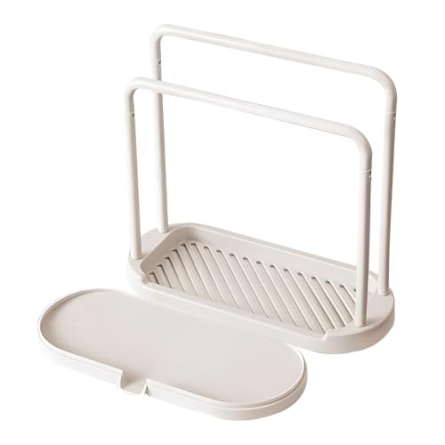 Double-Layer Kitchen Sink Organizer Rack - Beige Sponge & Cloth Holder