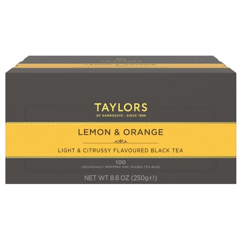 Taylors of Harrogate Lemon & Orange Black Tea Bags, 100 Individually Wrapped