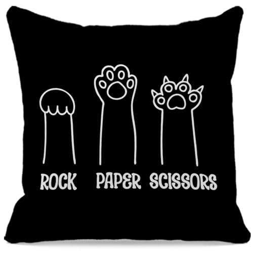 Funny Black Cat Pillow Cover 18x18 - Soft Corduroy Home Decor
