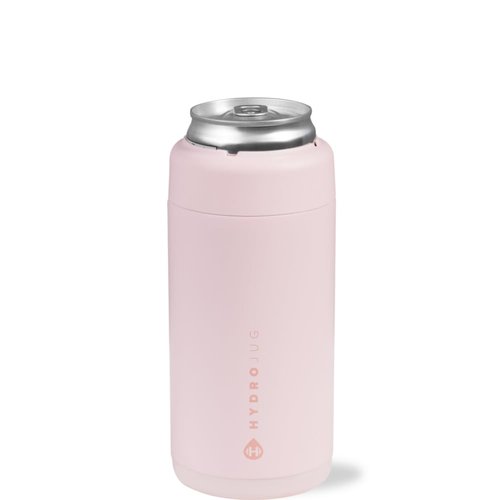 HydroJug Slim Can Cooler - 2-in-1 Insulated Can Cooler Cup - Stainless Steel Slim Can Holder with Non-Slip Rubber Base - Screw-Top Lid - Dishwasher Safe - 12oz, Pink Sand