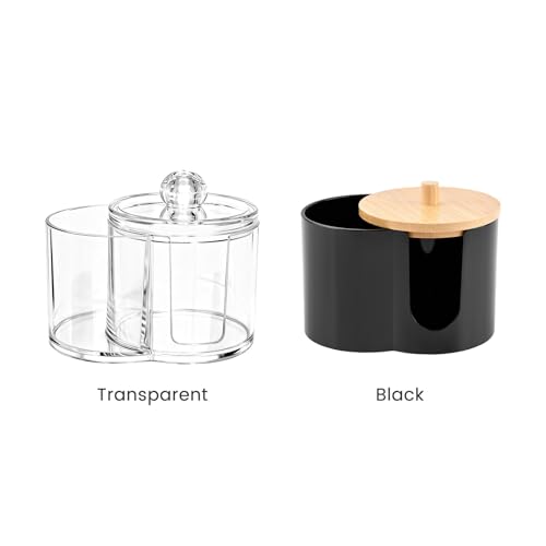 Transparent Q-Tip Holder with Dual Compartments & Dustproof Lid