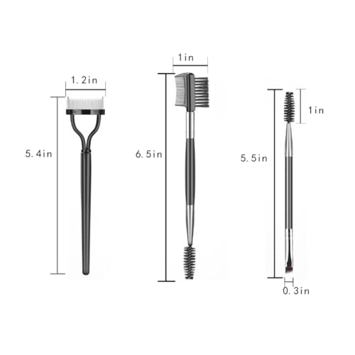 3-Piece Eyebrow Brush and Eyelash Spoolie Makeup Tool Set