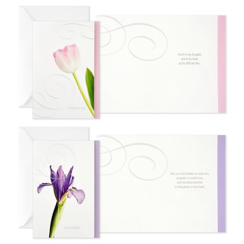 Hallmark Sympathy Cards Boxed Set - 12 Floral Designs with Envelopes