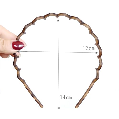 Wavy Tooth Headbands 4 Pcs Plastic Non Slip Hair Hoops Tortoiseshell