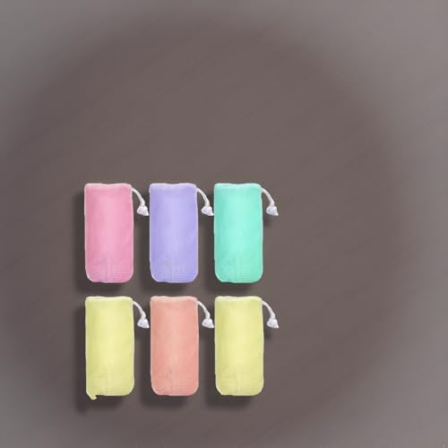 Exfoliating Mesh Soap Pouch 6 Pack Drawstring Foaming Net for Body