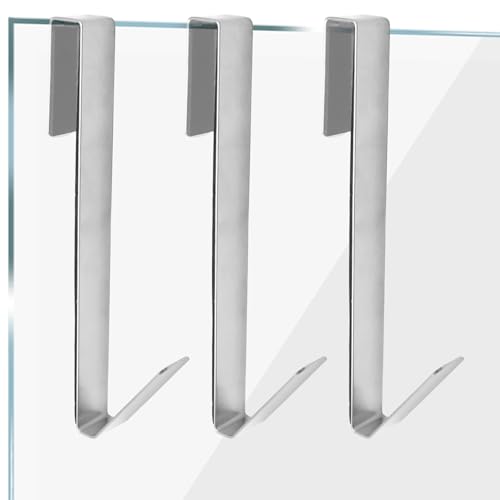 Stainless Steel Shower Door Hooks - 7 Inch, Drilling-Free, 3 Pack
