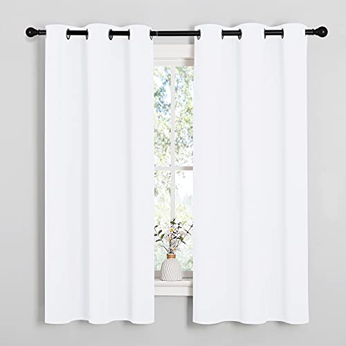 NICETOWN White Window Curtain Panels - 42" x 63" (2 Pack) Light Blocking & Thermal Insulated