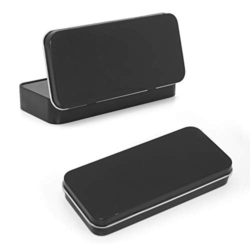 Gere 4-Pack Black Metal Rectangular Hinged Tin Boxes for Storage