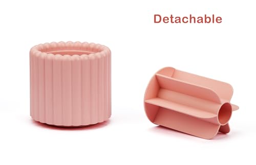360 Rotating Makeup Brush Organizer - Pink 7-Slot Cosmetic Storage Cup