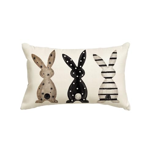 AVOIN Colorlife Easter Bunny Throw Pillow Cover, 20 x 12 Inch Black Case