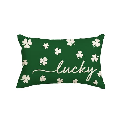 St. Patrick's Day Lucky Clover Throw Pillow Cover - 12x20 Inch