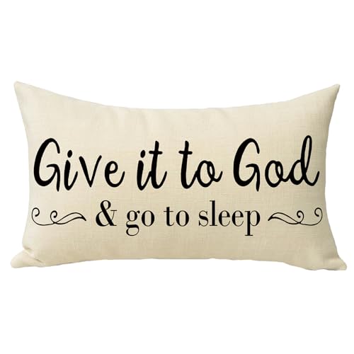 Give It to God and Go to Sleep Lumbar Pillow Cover, 12x20 Cotton Linen