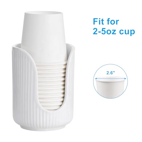 Kemcatui White Plastic Bathroom Cup Dispenser - Modern Vertical Stripe Design, Fits 3-4oz Paper Cups