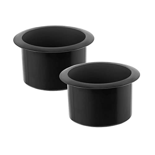 2 Pcs Black Plastic Cup Holder Insert for Recliner, Sofa, Boat & Poker Table