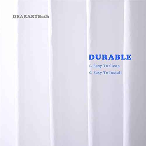 DEARART Pure White Fabric Shower Curtain, 72x72 Inch Water-Resistant Set