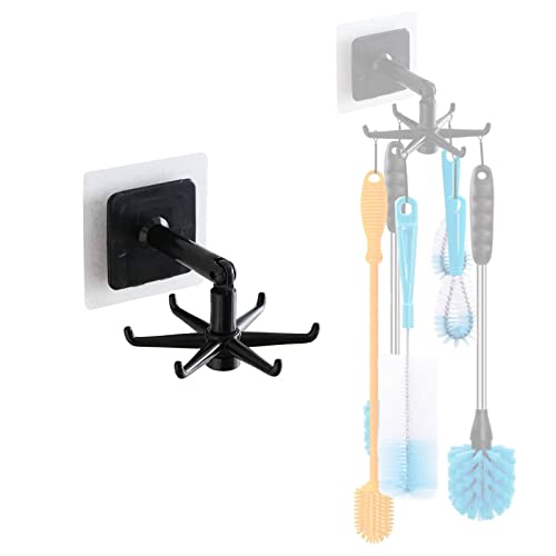 YeeBeny 360° Rotating Adhesive Hook - Black Folding Utensil Rack