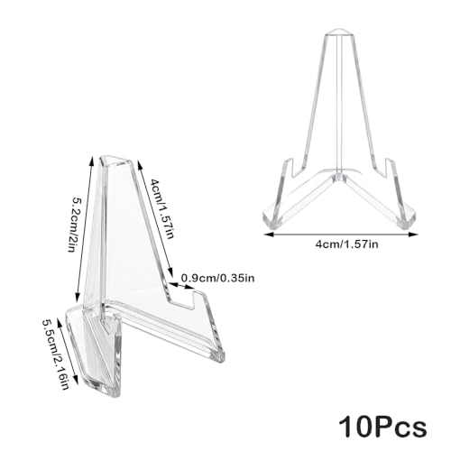 10-Pack Acrylic Coin Display Stands - Mini Clear Easel Holders (Acrylic10)