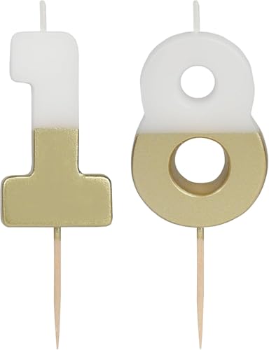 Talking Tables Gold Number 18 Birthday Candles - 2.1 Inches