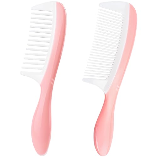 Kootinn Dual-Pack Hair Comb Set Wide and Fine Tooth Pink White