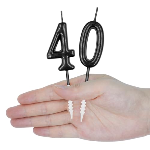 Black Number 80 Birthday Candle for Cake Decoration
