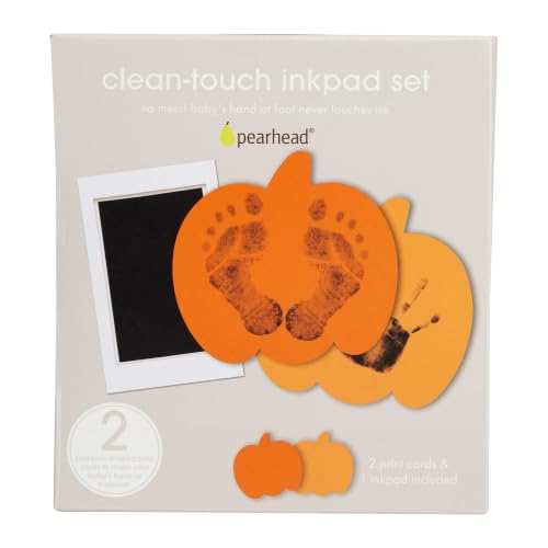 Pearhead Pumpkin Clean-Touch Ink Pad - Baby Handprint & Footprint Kit 2.5x3.5