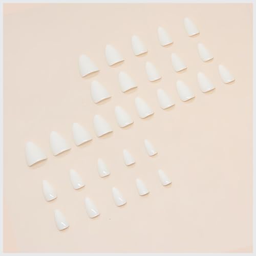 AddFavor Short Almond Press on Nails White Glossy Fake Nails Kit