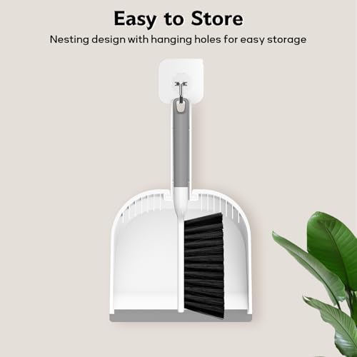 SetSail Small Dustpan and Brush Set with Comb Teeth - White