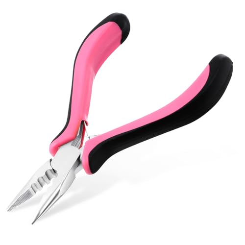 Thinp Micro Ring Hair Extension Pliers, 3-Hole Mini Tool with Pink Grip