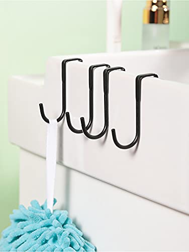 Envibe Over Door Hooks for Bathroom & Kitchen - 4 Pack, Black
