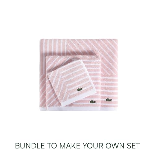 Lacoste Guethary Striped Towel ? 100% Cotton, Reversible Modern Geometric Design, Soft & Absorbent, Durable & Lightweight, Machine Washable ? Light Pink, 30"x54" Bath Towel