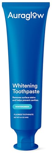 AuraGlow Hydrogen Peroxide Whitening Toothpaste with Fluoride, 4 oz