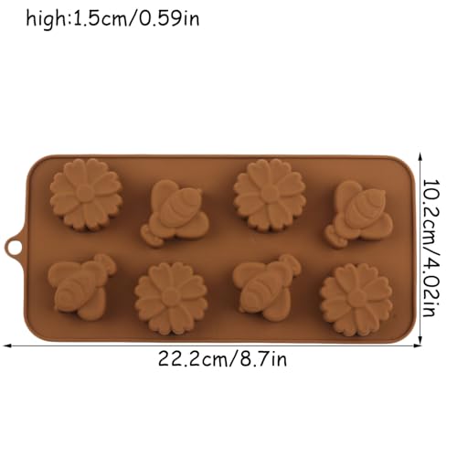 8 Cavity Bee Flower Silicone Chocolate Mold for Candy and Cake Decorating